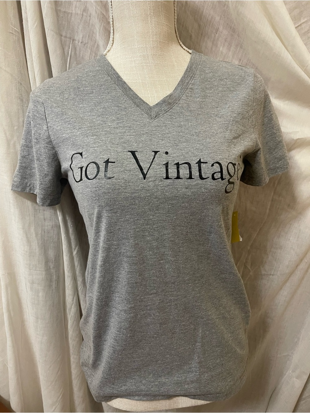 Got Vintage Women's Gray V-Neck Tee